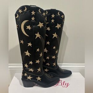 NEW Black Cowboy Boots with Stars
